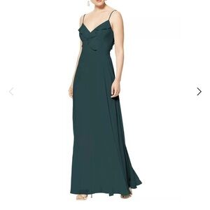 BILL LEVKOFF Bridesmaid Dress Spaghetti Strap Ruffle Evegreen Style 7102. 8